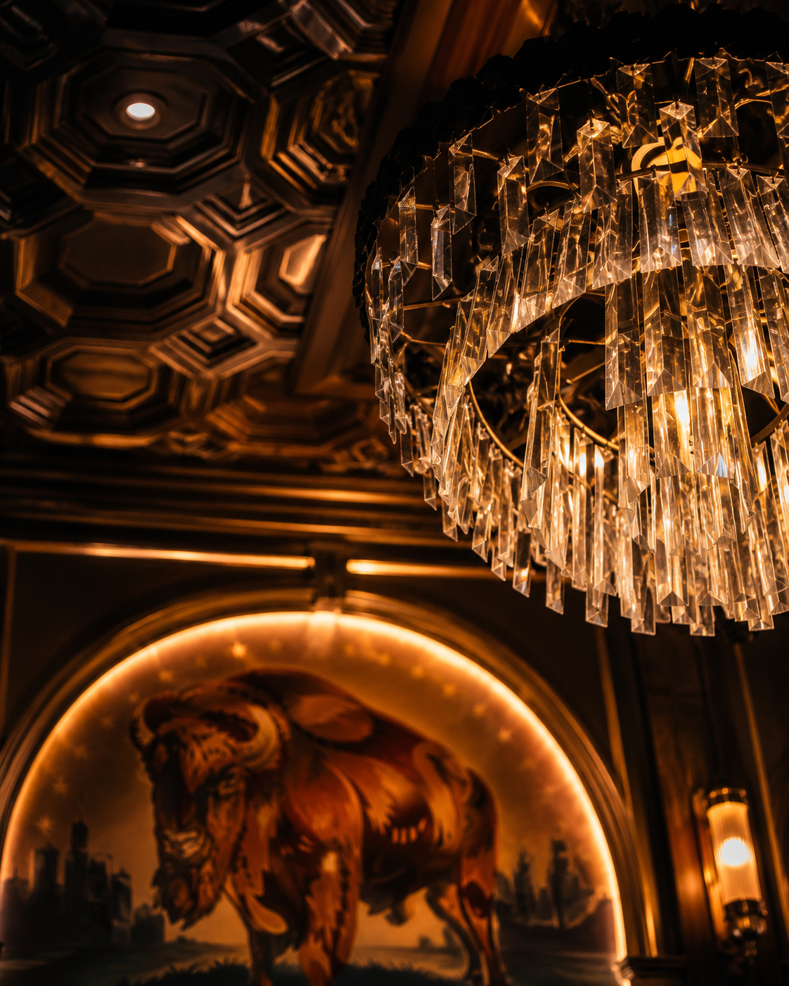 Chandelier detail inside Deco Lounge Buffalo